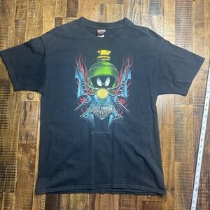 Harley Davidson Marvin The Martian Looney Tunes Dealer Tee 2013 Black L